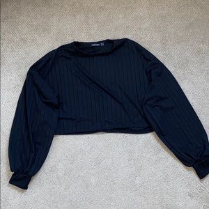 Black Bell Sleeve Crop Top